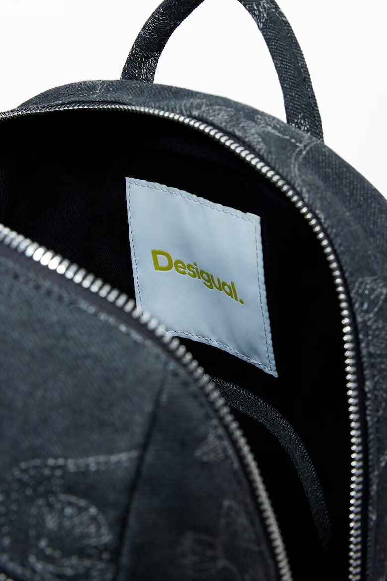 DESIGUAL Дънкова раница с лого Бял/Избеляло черно