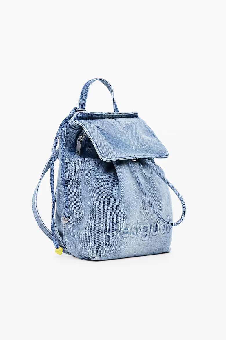DESIGUAL Дънкова раница с лого Светлосин меланж