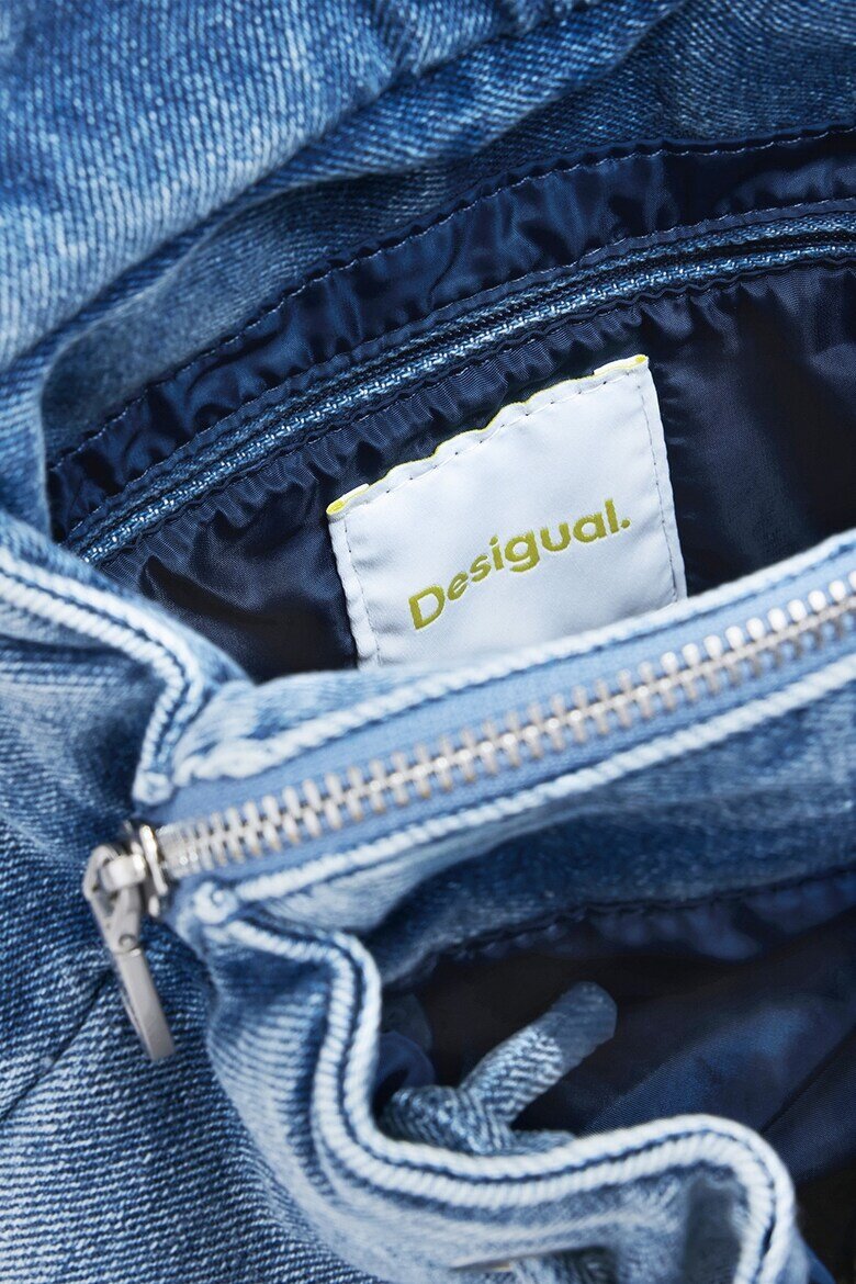DESIGUAL Дънкова раница с лого Светлосин меланж