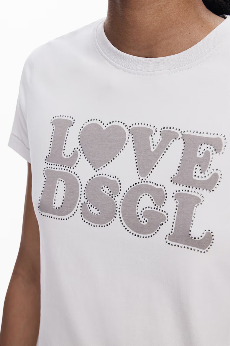 DESIGUAL Десенирана тениска с овално деколте Мръснобял