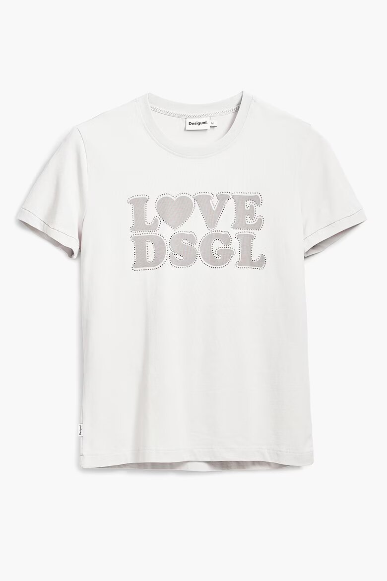 DESIGUAL Десенирана тениска с овално деколте Мръснобял