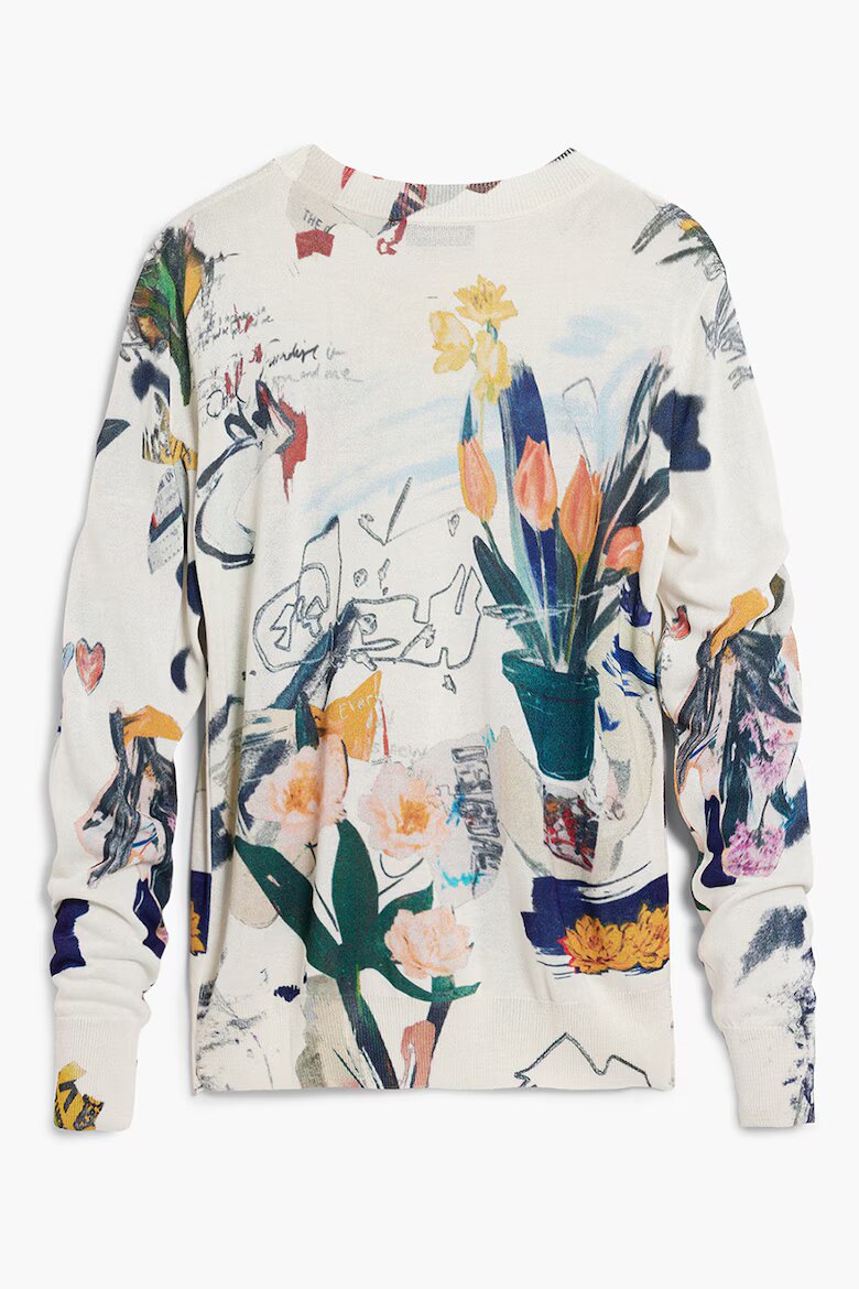 DESIGUAL Флорален суитшърт Бял/Тъмносин
