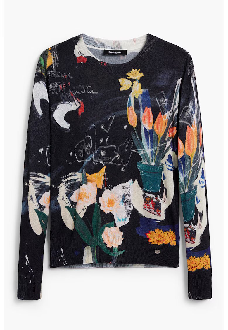 DESIGUAL Флорален суитшърт - Черен