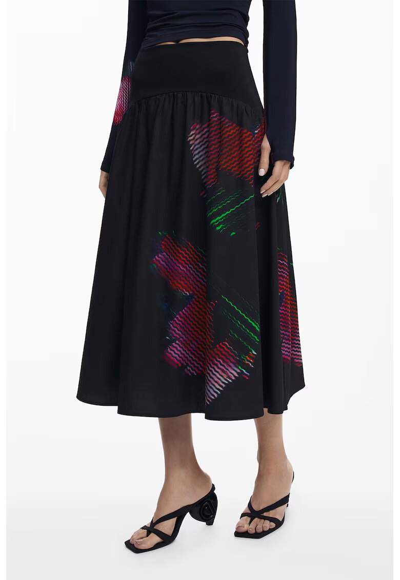 DESIGUAL Флорална пола - Черен