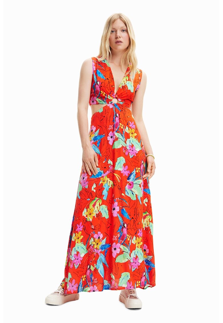 DESIGUAL Флорална рокля с отвори встрани