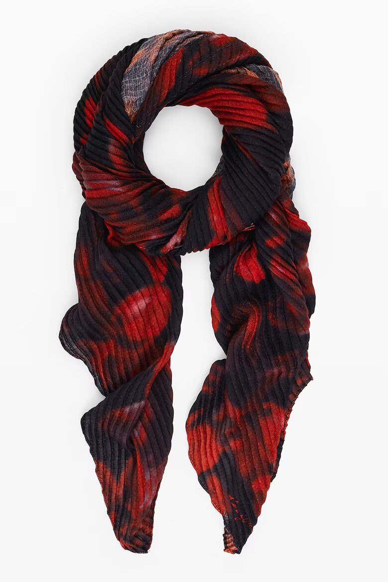 DESIGUAL Плисиран флорален шал Червен/Черен