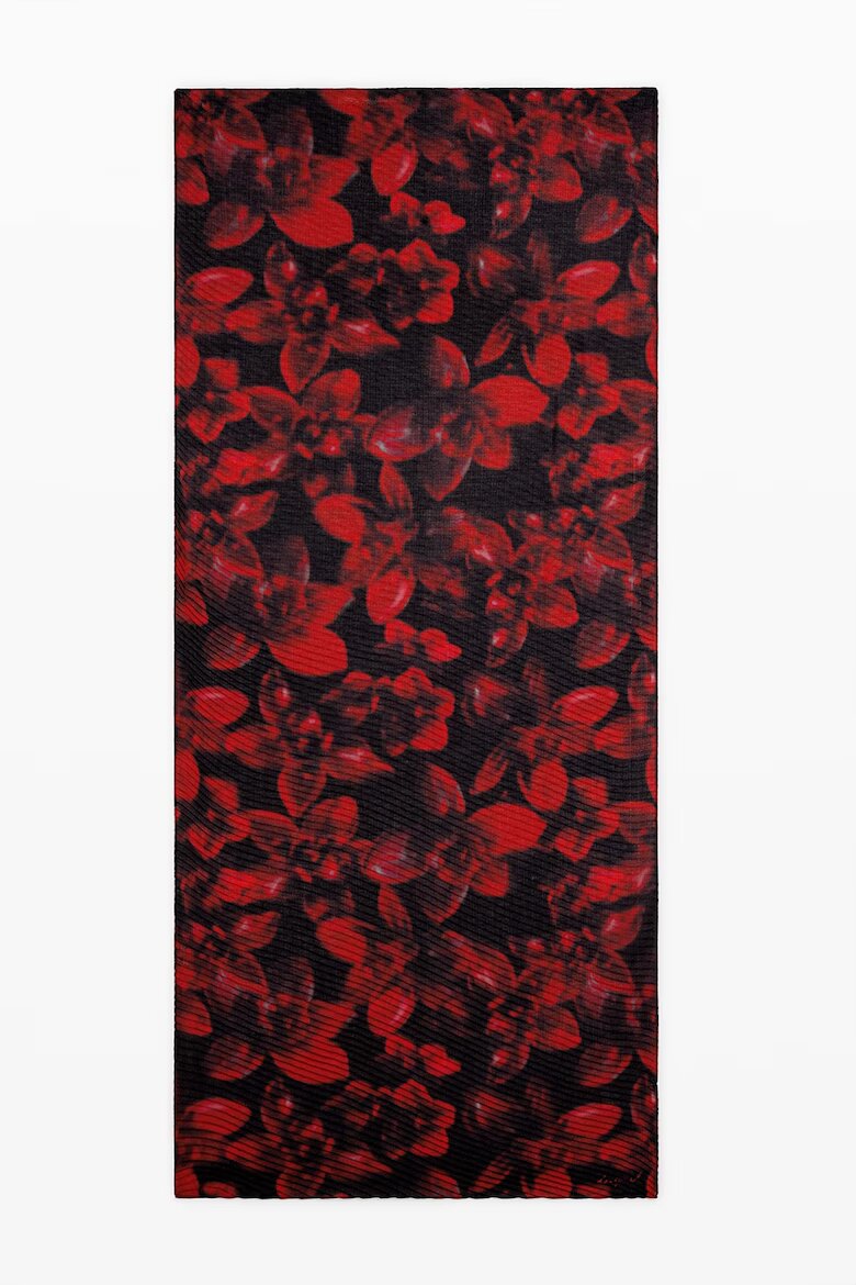 DESIGUAL Плисиран флорален шал Червен/Черен