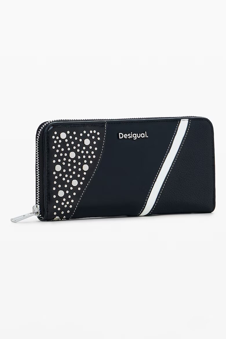 DESIGUAL Портфейл Punkette с цип и капси Бял/Черен