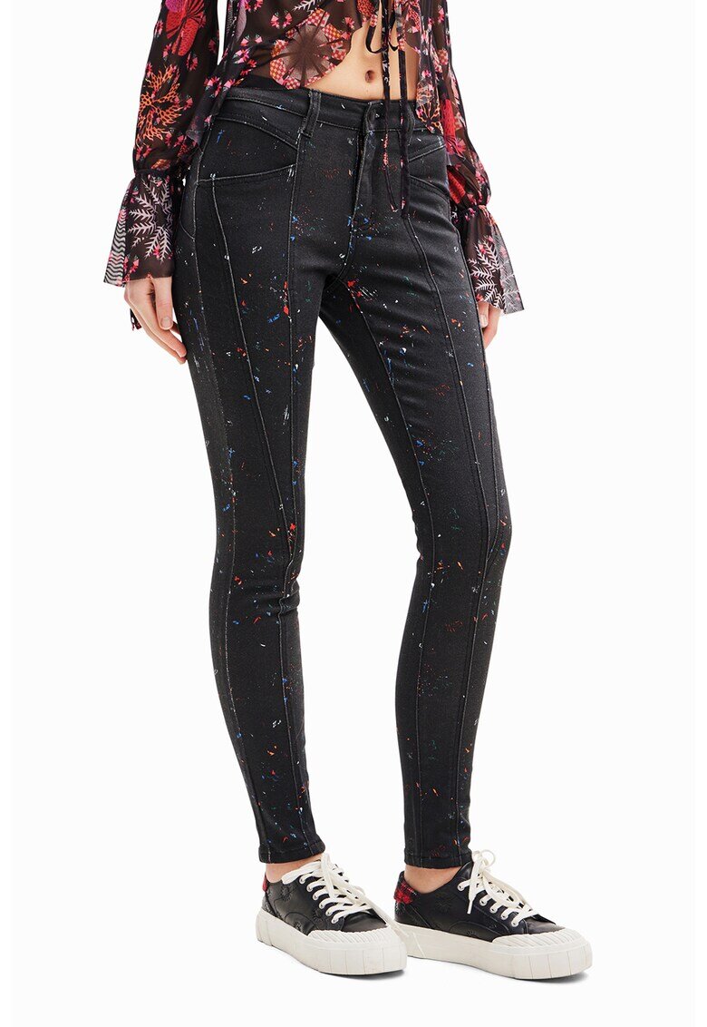 DESIGUAL Прилепнали дънки с петниста шарка
