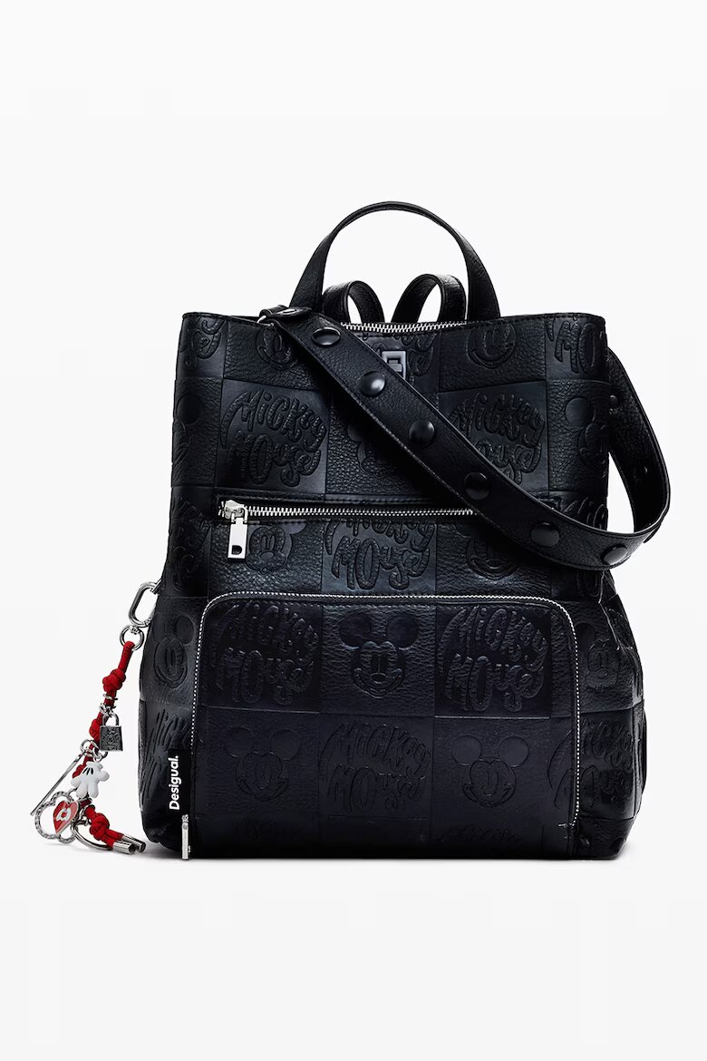 DESIGUAL Раница от еко кожа с детайли Mickey Mouse Черен