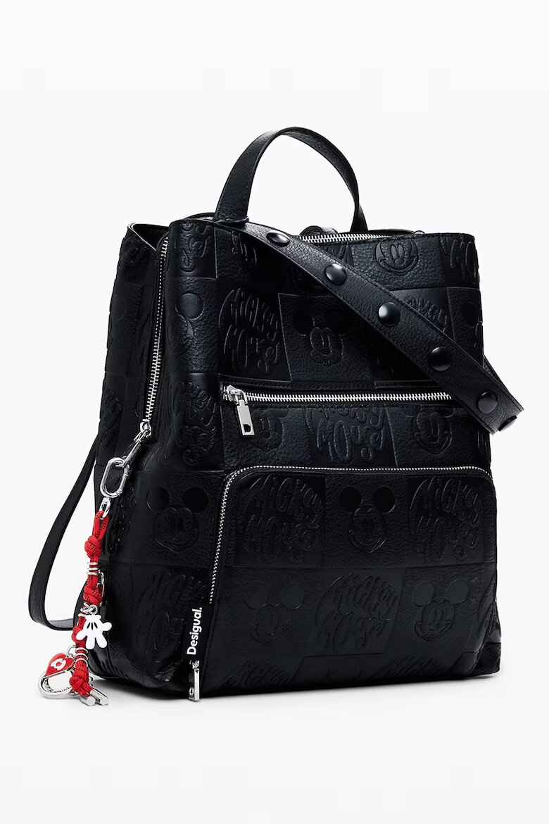 DESIGUAL Раница от еко кожа с детайли Mickey Mouse Черен