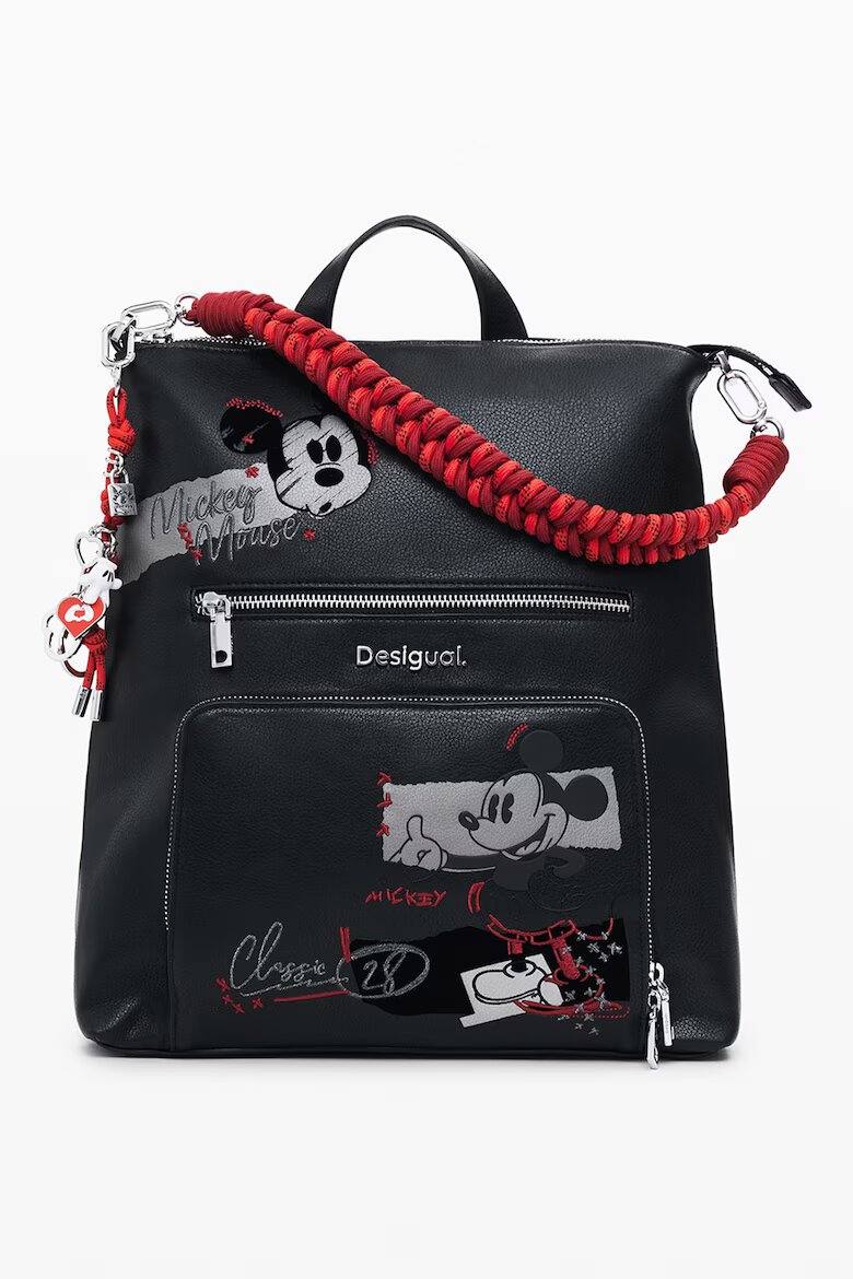 DESIGUAL Раница от еко кожа с детайли Mickey Mouse Черен