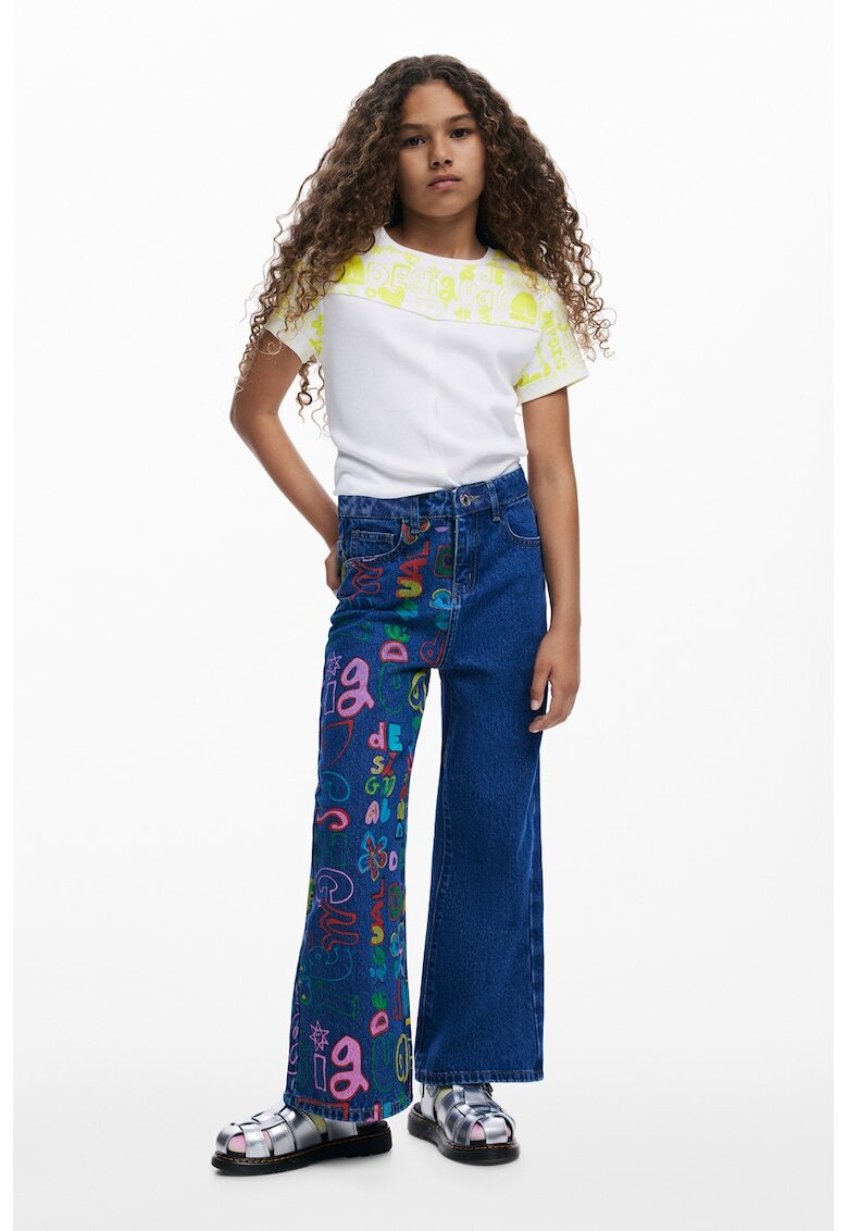 DESIGUAL Разкроени дънки с висока талия с лого