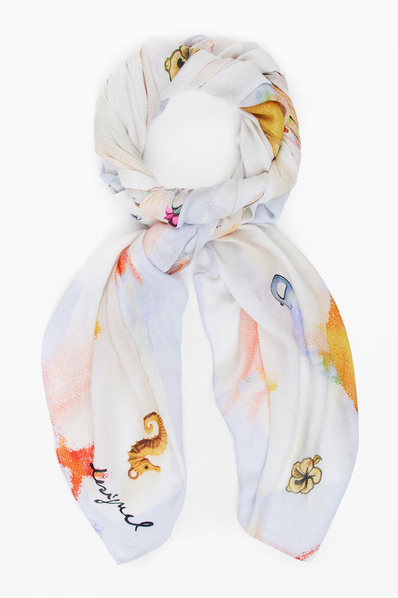 DESIGUAL Шал с графика Жълт/Мръснобял