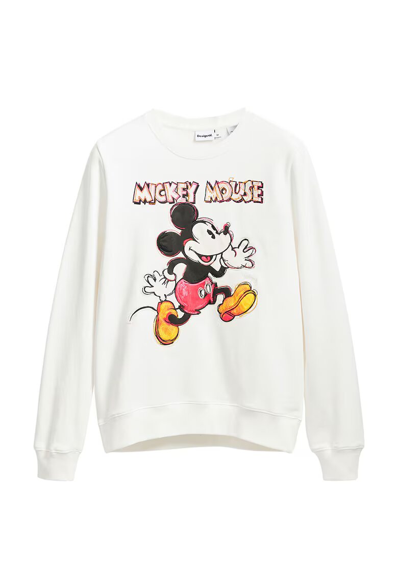 DESIGUAL Суитшърт с шарка на Mickey Mouse - Корал/Мандарина/Мръснобял