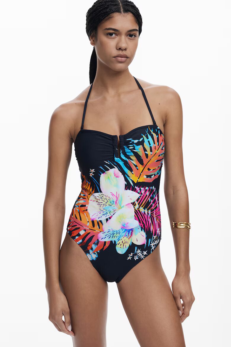 DESIGUAL Цял бански с флорален принт Многоцветен