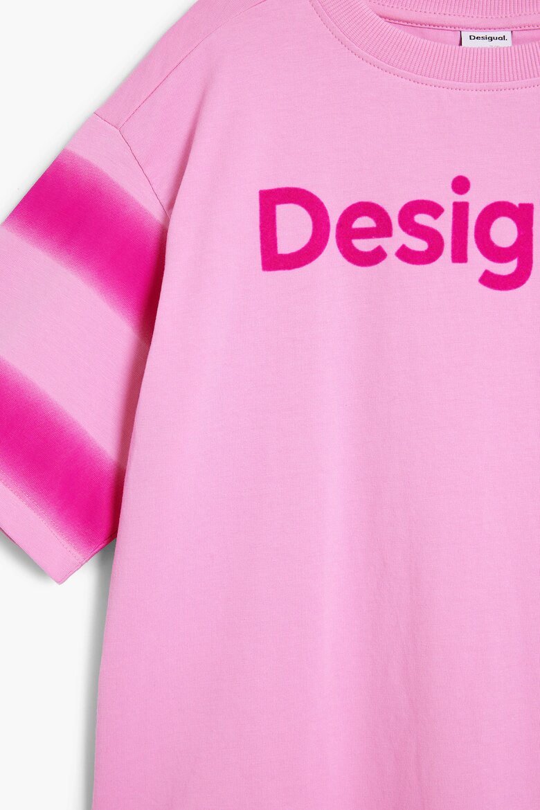 DESIGUAL Уголемена тениска с лого Розово