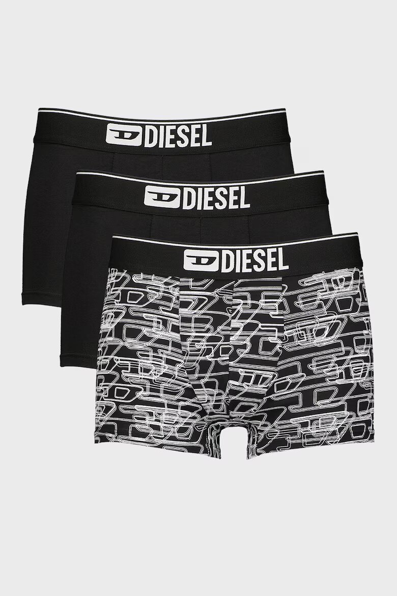 Diesel Боксерки Damien с монограм - 3 чифта Черен/Бял