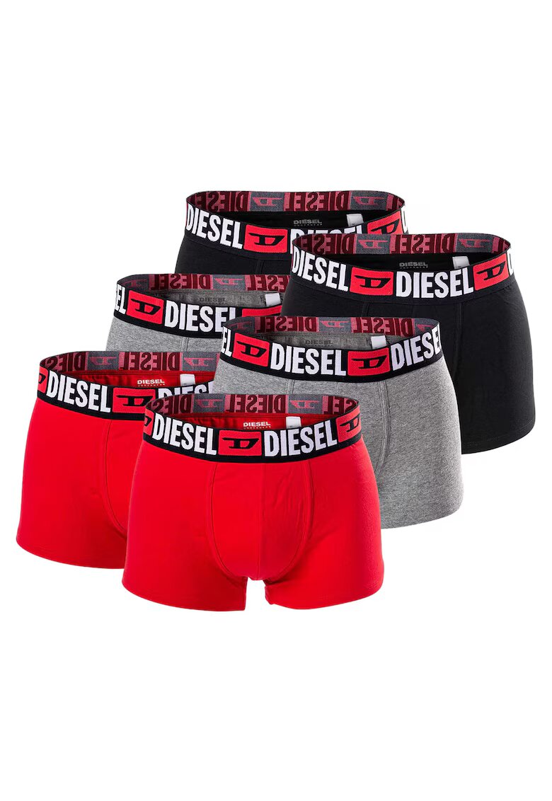 Diesel Боксерки с памук и лого на талията - 6 чифта - Бял/Черен