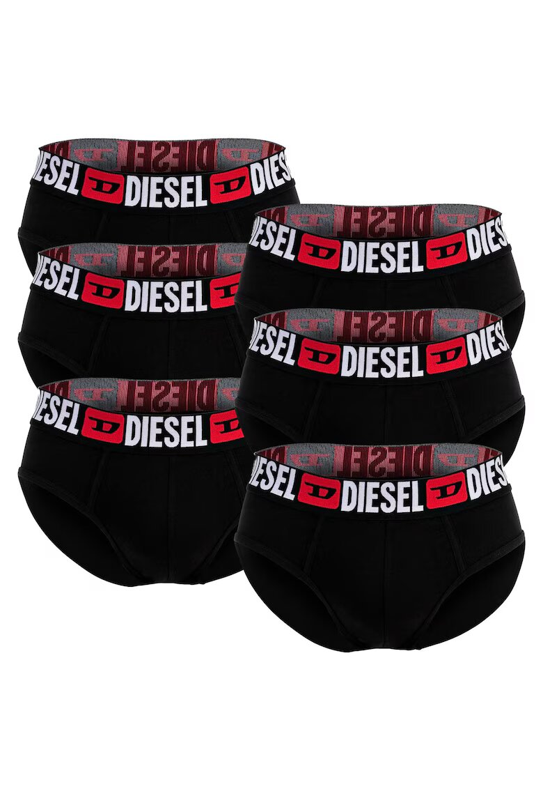 Diesel Слипове с лого - 6 чифта - Червен/Сив/Избеляло черно