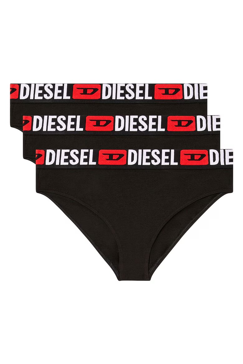 Diesel Слипове с висока талия и лого - 3 чифта Черен