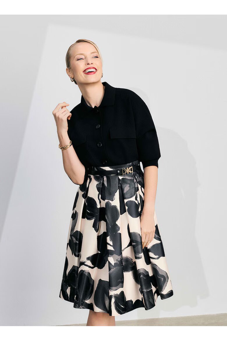 DiKa Abstract Pattern Flared Skirt Черен/Бежов