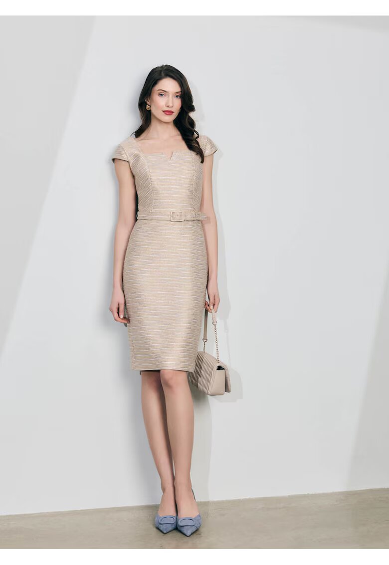DiKa Fitted Dress With Square Neckline - Златист