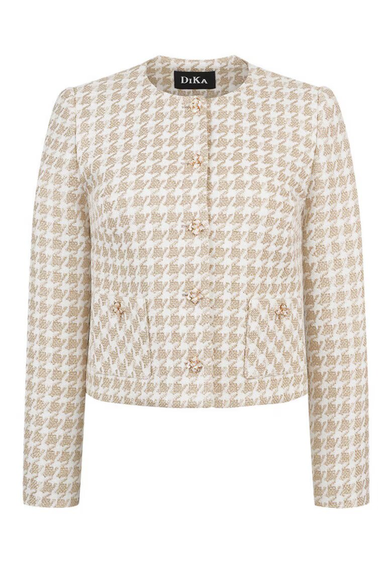 DiKa Tweed Blazer With Patch Pockets - Златист/Бежов