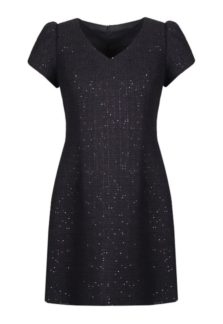 DiKa Tweed Dress With V Neckline - Черен