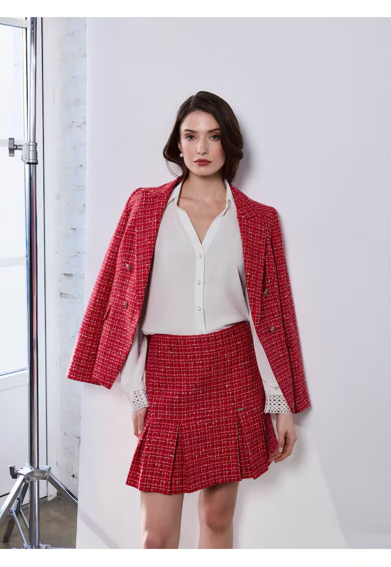 DiKa Tweed Straight Skirt - Червен