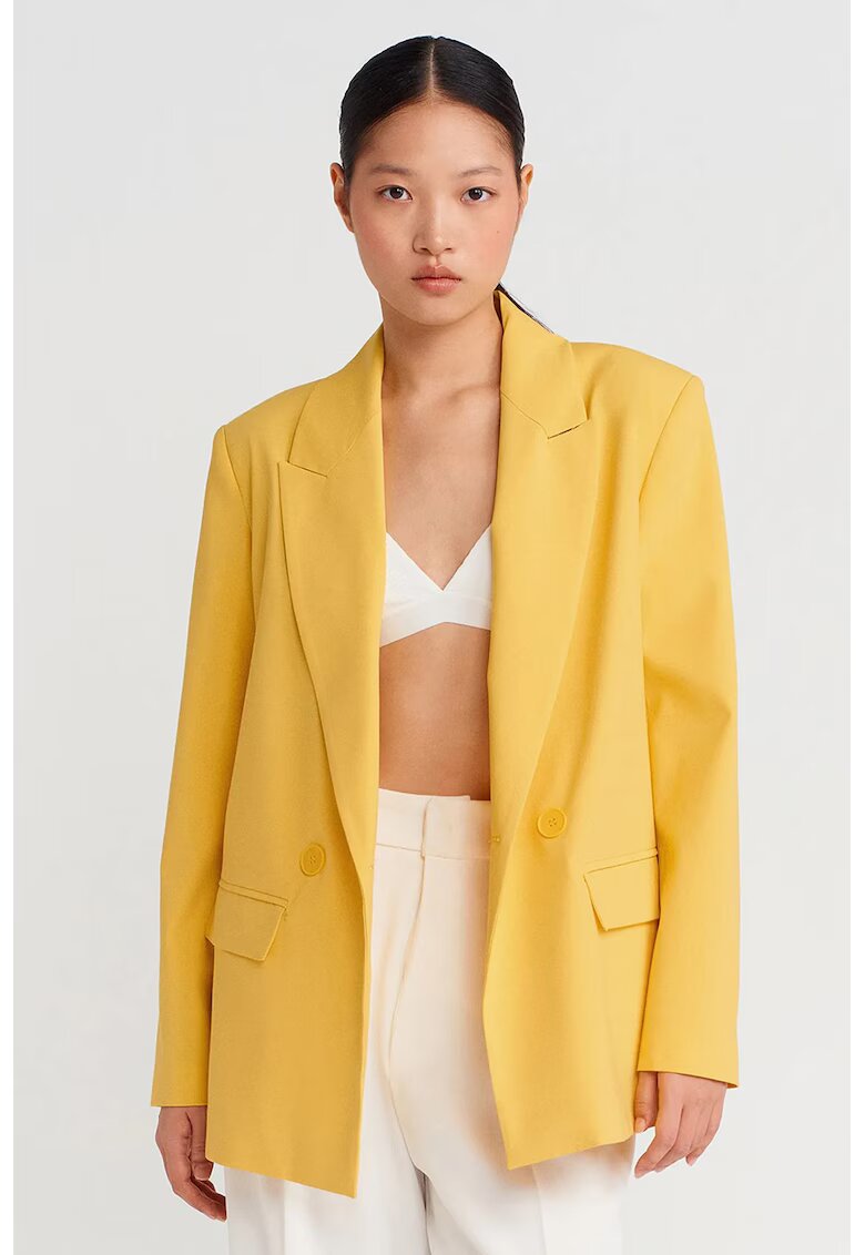 dilvin Дълго oversize сако в лимоненожълто от креп