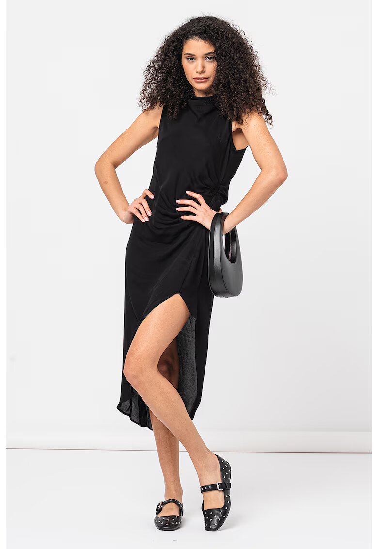 DKNY Асиметрична рокля с набирания - Черен