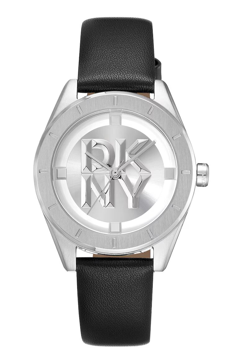 DKNY Часовник с кожена каишка Черен