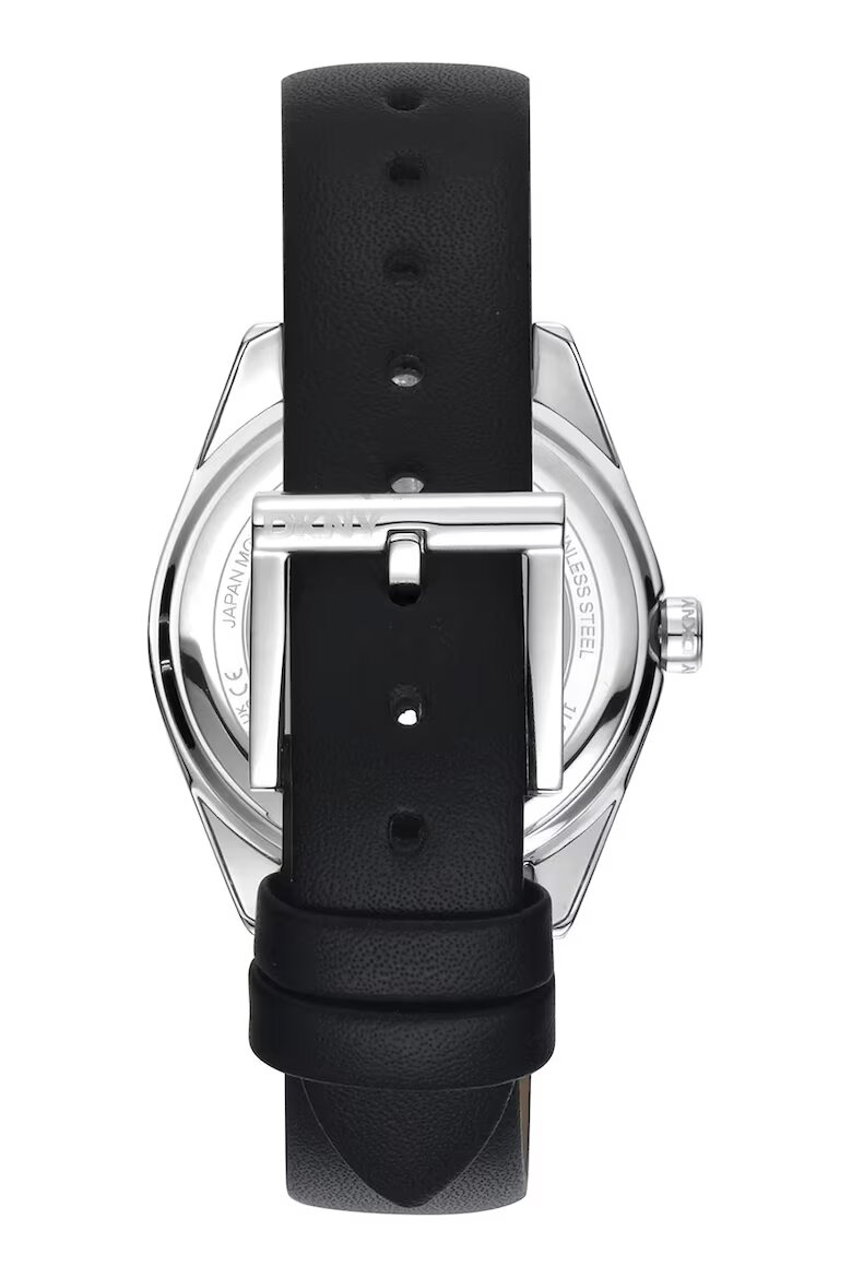 DKNY Часовник с кожена каишка Черен