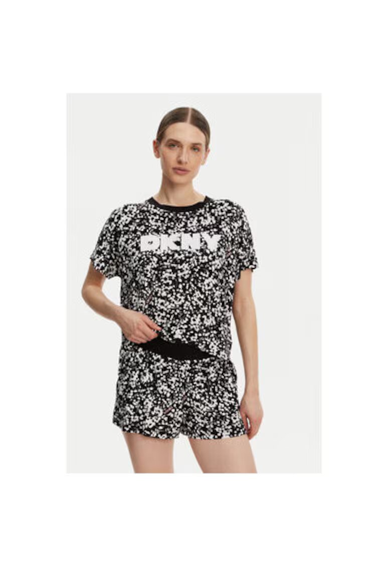 DKNY Дамска пижама YI80044 - вискоза - бяло/черно