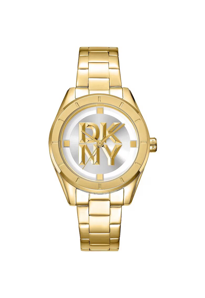 DKNY Дамски часовник Chambers Midi Gold - 34 мм - златна гривна - комплект с кутия