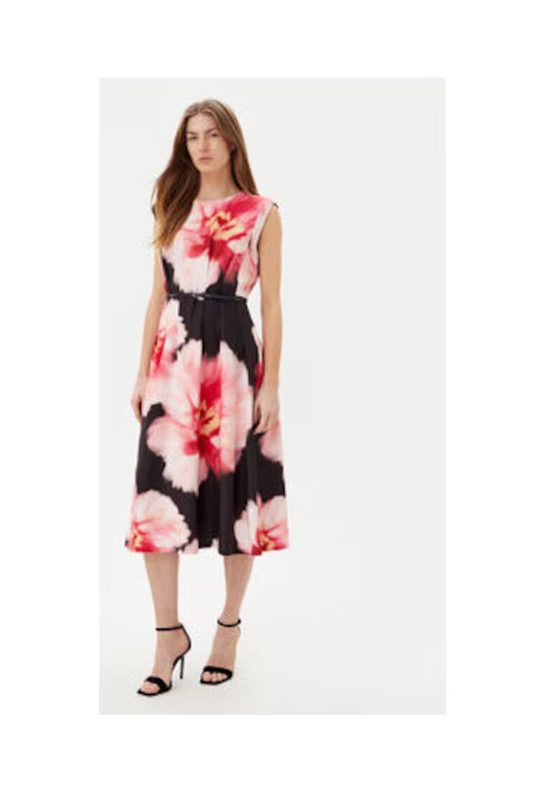 DKNY Флорална рокля DD5H2J04 от полиестер - Бял/Черен/Розово