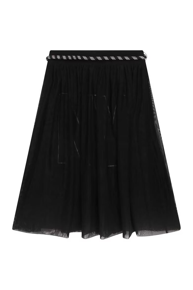 DKNY Разкроена пола с колан Черен