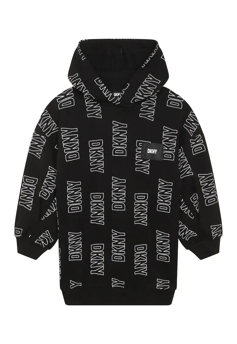 DKNY Рокля тип худи с лого - Бял/Черен