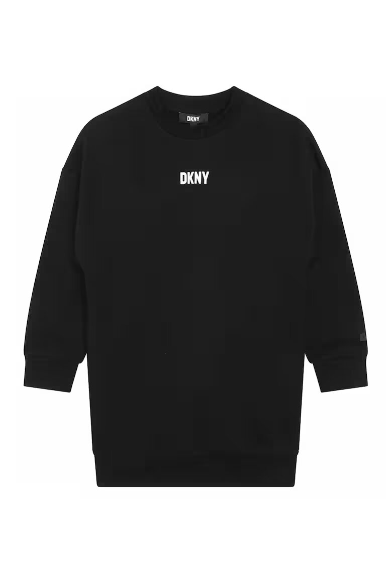 DKNY Рокля тип суитшърт с лого - Бял/Черен