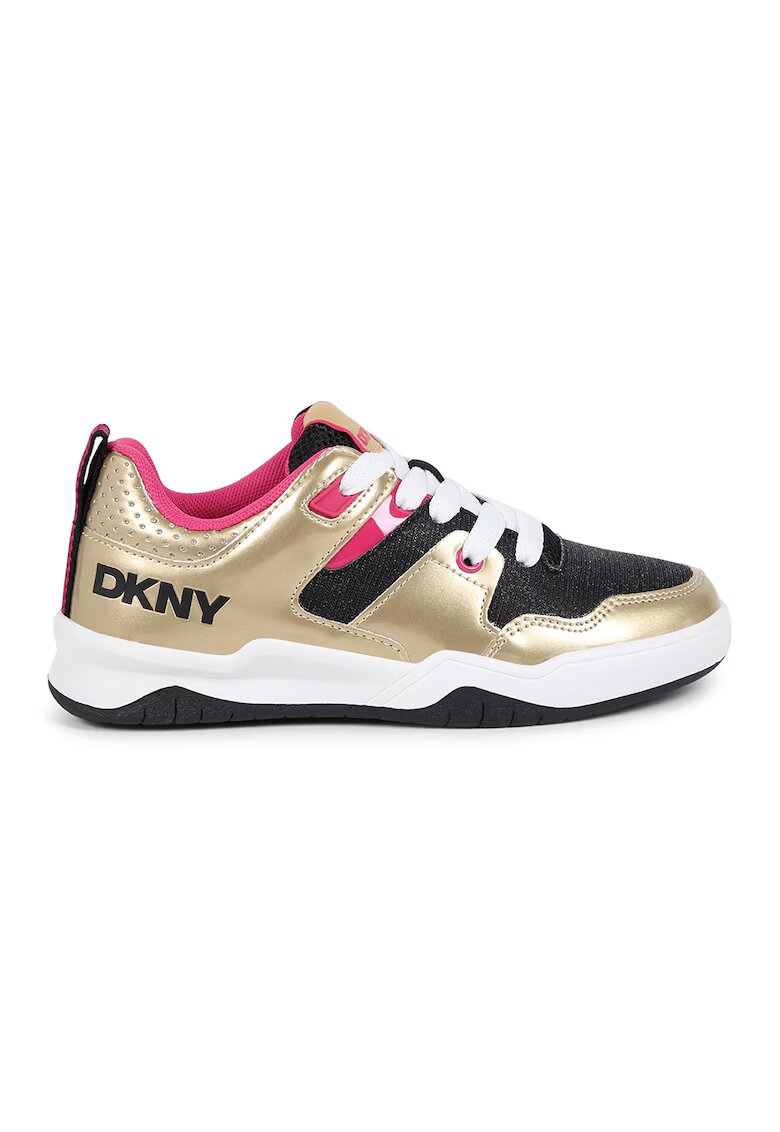 DKNY Скосени спортни обувки с връзки - Златист/Черен