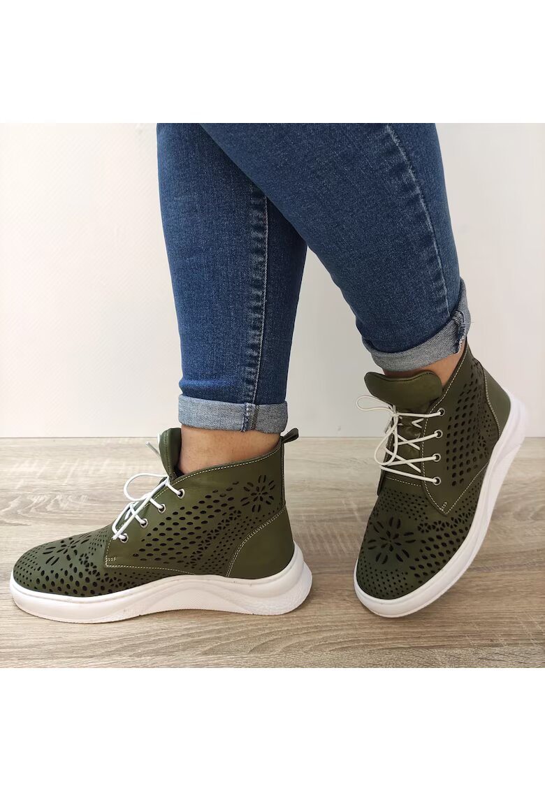 DOGATI Дамски перфорирани ботуши 104 Green - Зелени