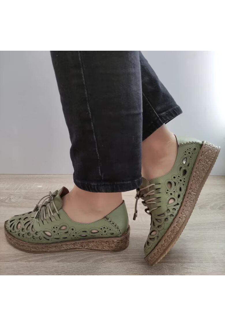 DOGATI Дамски перфорирани обувки 7154-1 Olive - Зелени