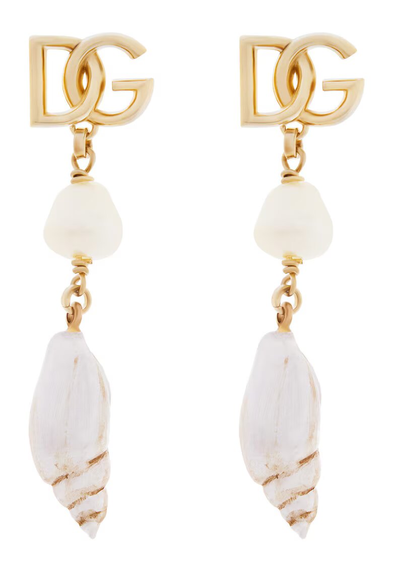 Dolce  Gabbana Дамски обеци Dolce Gabbana - WEQ6A2 W1111 - синтетика - 0 EU - бяло/златно