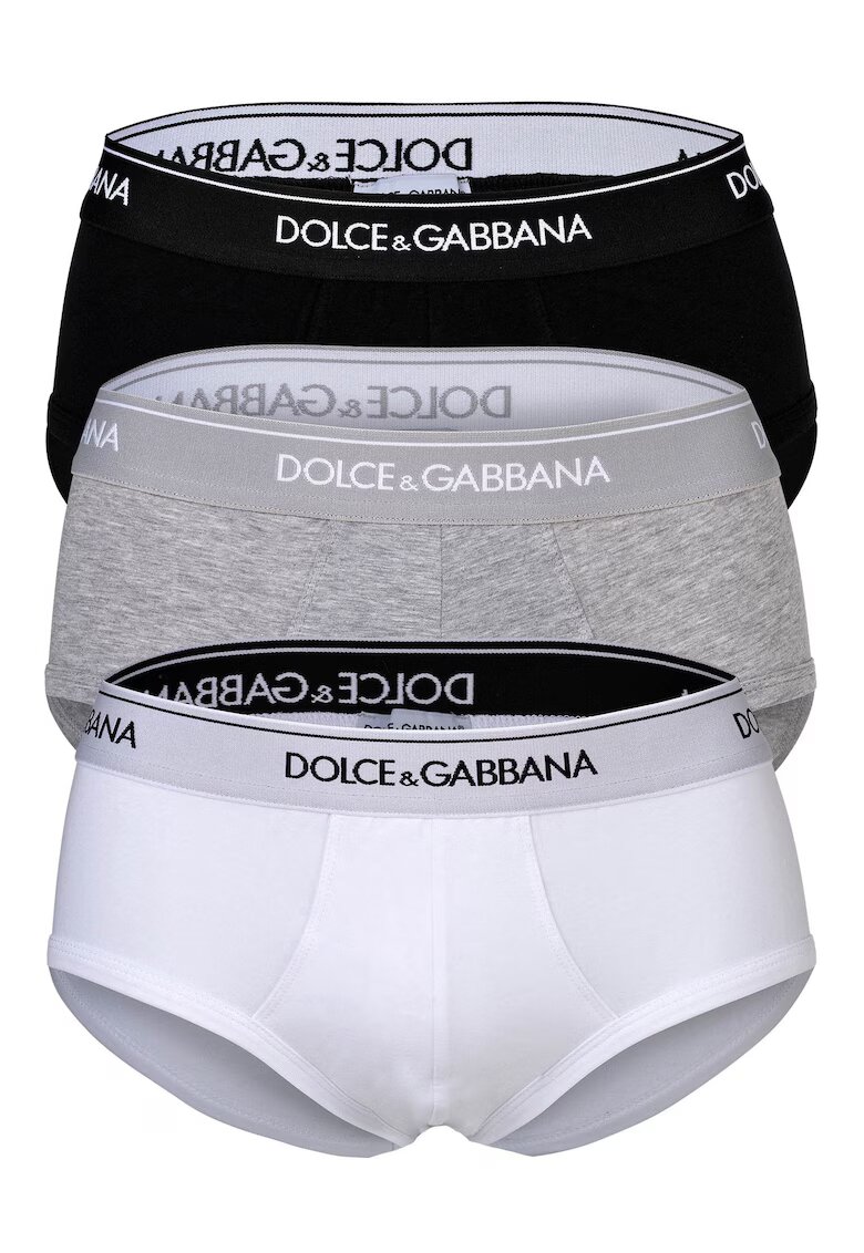 Dolce  Gabbana Слипове с лого - 3 чифта - Бял/Черен/Сив