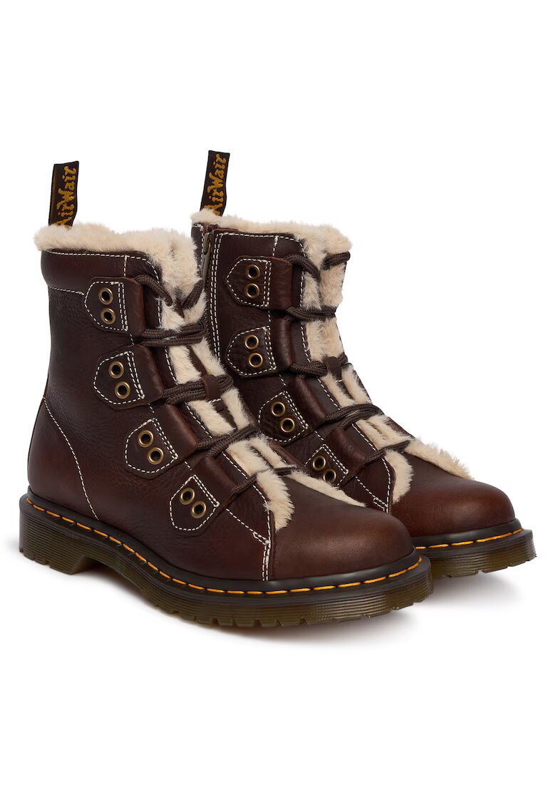 Dr Martens Дамски боти - - естествена кожа - кафяви