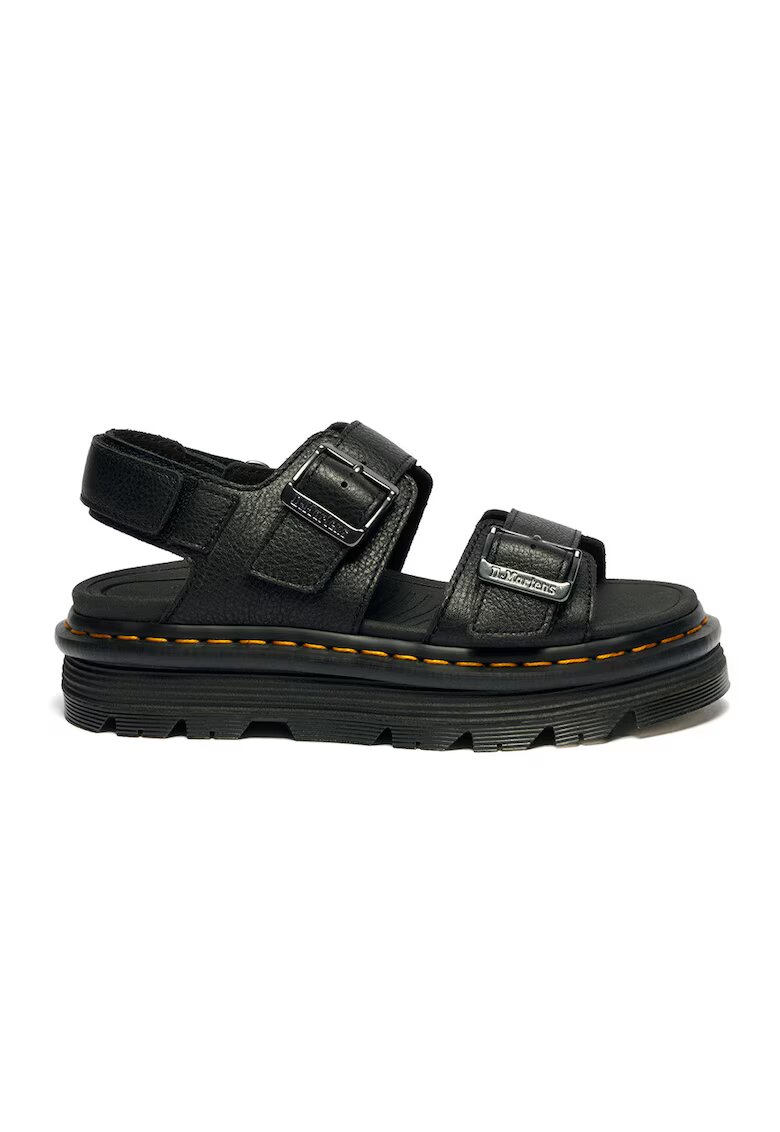 Dr Martens Кожени сандали ZebZag с равна платформа и каишка с тока - Черен