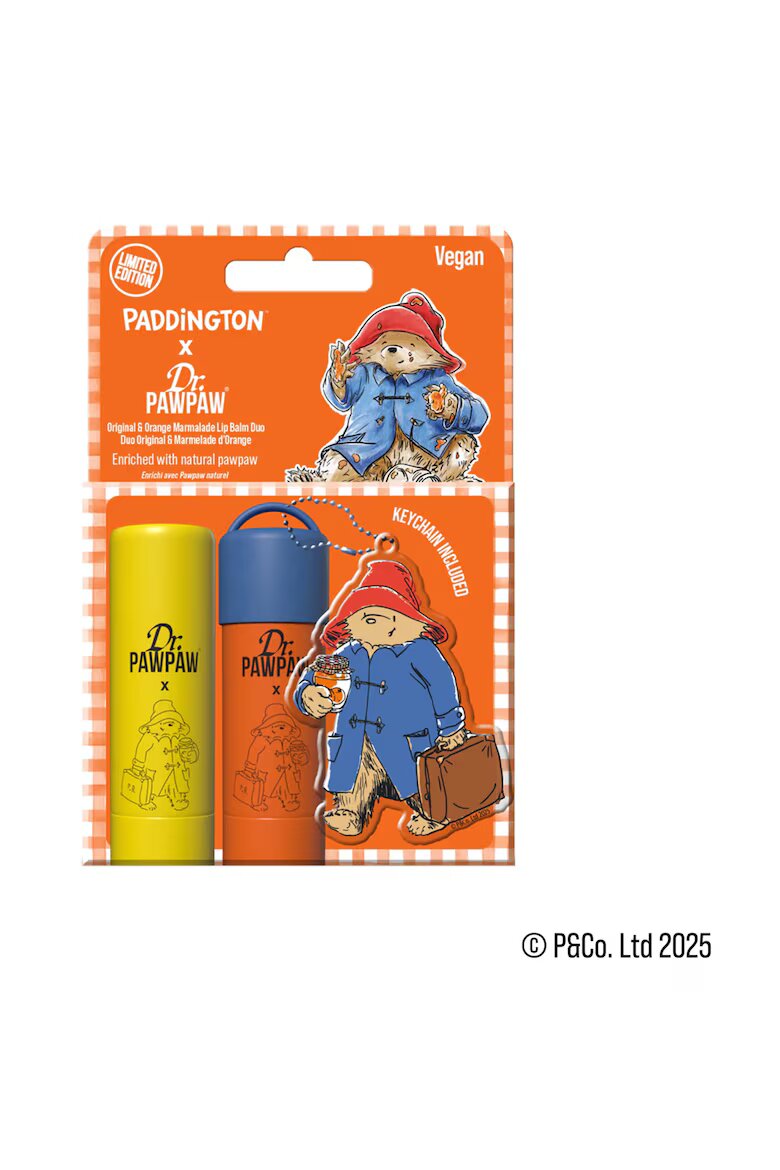 Dr.PawPaw Комплект 2 балсама за устни Paddington™ Bear Keyring Original Balm + аромат портокалов мармалад 2 x 4 g Paddington Bear Keyring Original + портокалов мармалад