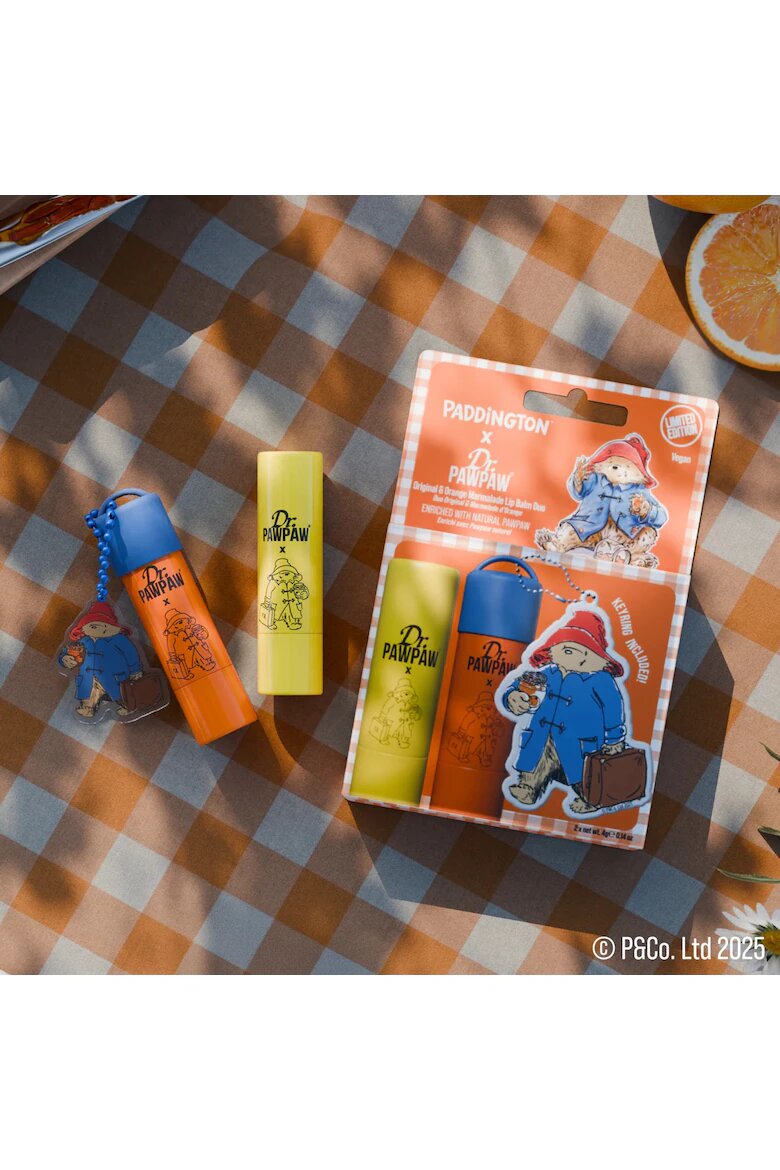 Dr.PawPaw Комплект 2 балсама за устни Paddington™ Bear Keyring Original Balm + аромат портокалов мармалад 2 x 4 g Paddington Bear Keyring Original + портокалов мармалад