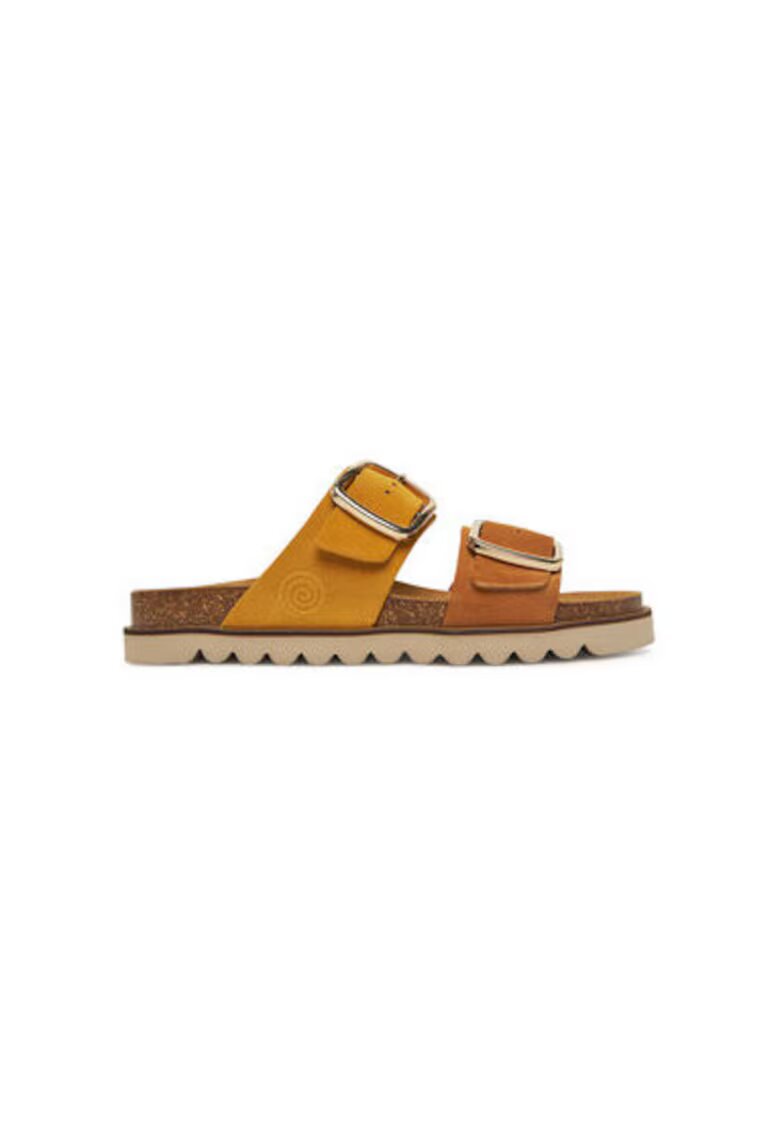 DrBrinkmann Дамски джапанки - 700683-06 - Естествена кожа - 36 EU - Кафяви/Жълти - Кафяв/Жълт